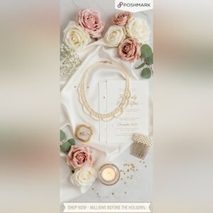 Vintage Faux Pearl Gold Tone Necklace 18 to 21 Inch